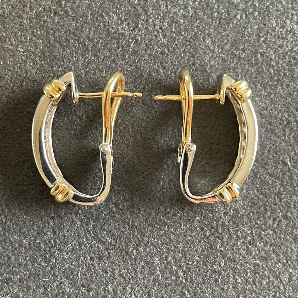 14K White/Yellow Gold Diamond Earrings - Picture 6 of 9
